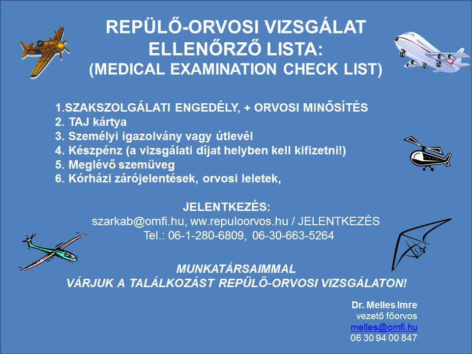 Medical Examination checklist